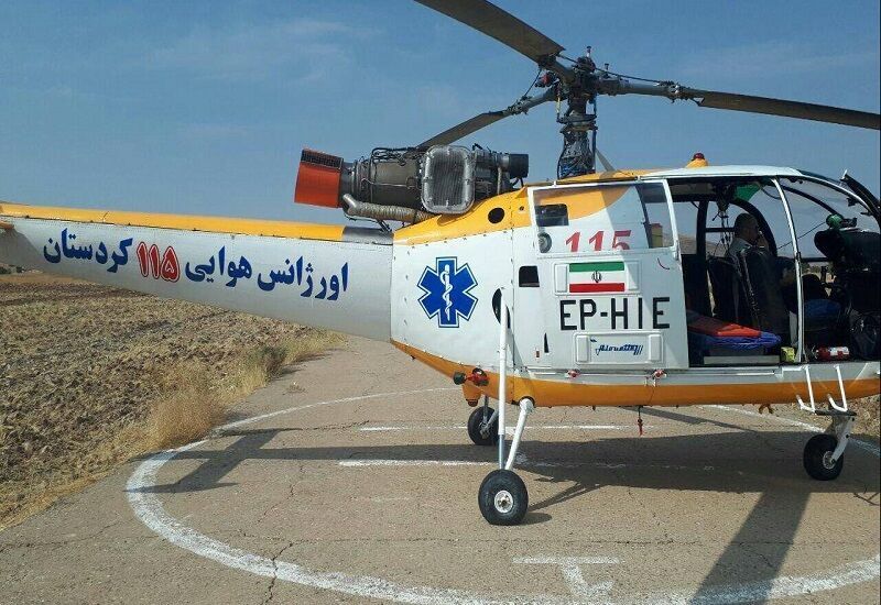 پرواز بالگرد اورژانس کردستان برای نجات مصدوم بیجاری