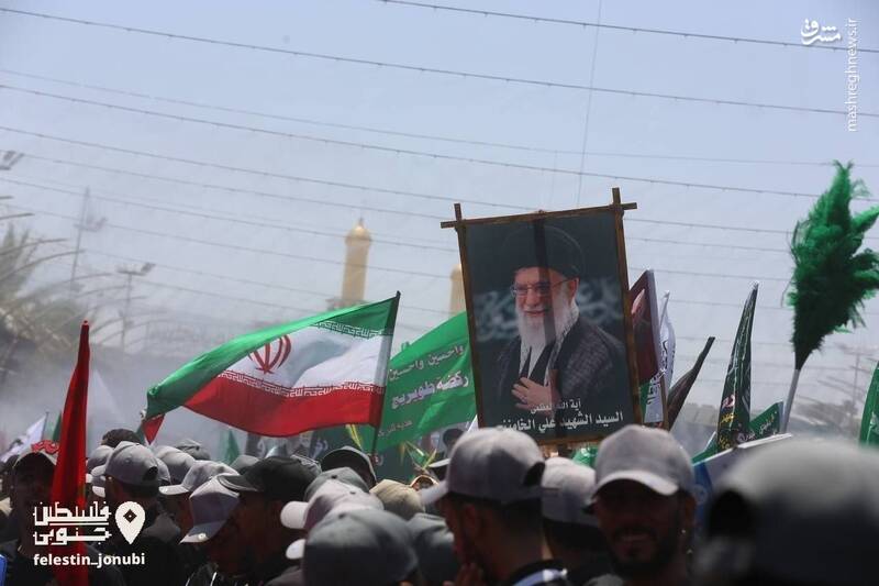 عزاداری طویریج: تصاویر رهبر شهید در قلب کربلا
