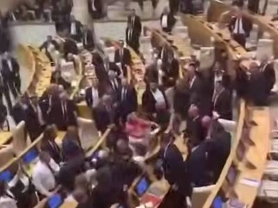 درگیری داغ در قلب پارلمان گرجستان!