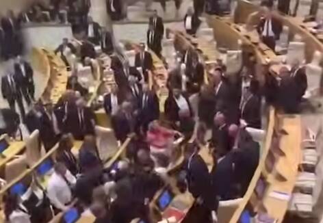 درگیری داغ در قلب پارلمان گرجستان!