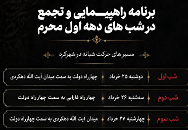 آیین عزاداری شهادت امام حسین (ع) و اجتماع مردمی در چهارمحال و بختیاری