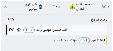 تساوی ۱_۱ نتیجه دیدار صنعت نفت و شهرداری نوشهر