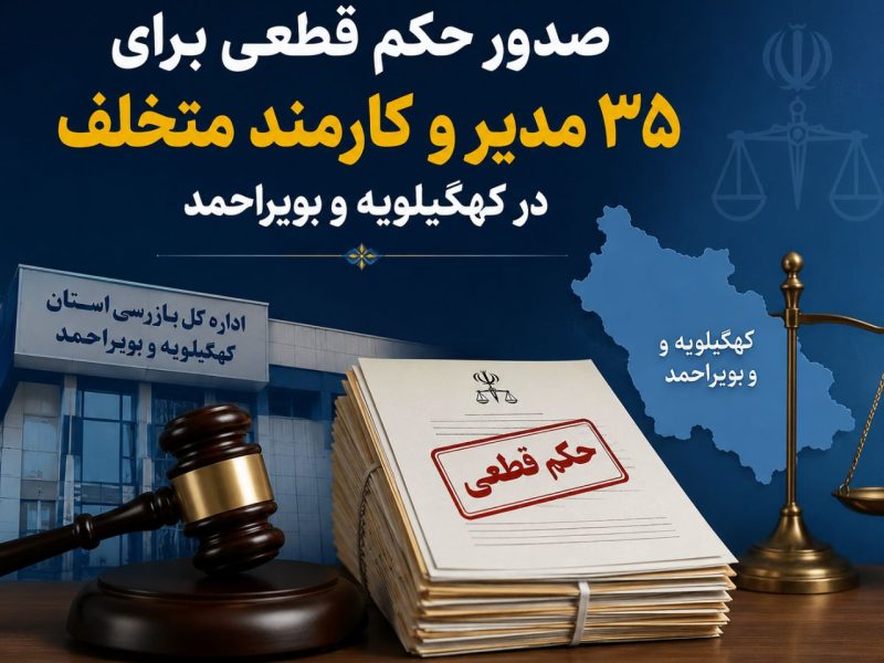 صدور حکم قطعی برای ۳۵ مدیر و کارمند متخلف در کهگیلویه و بویراحمد