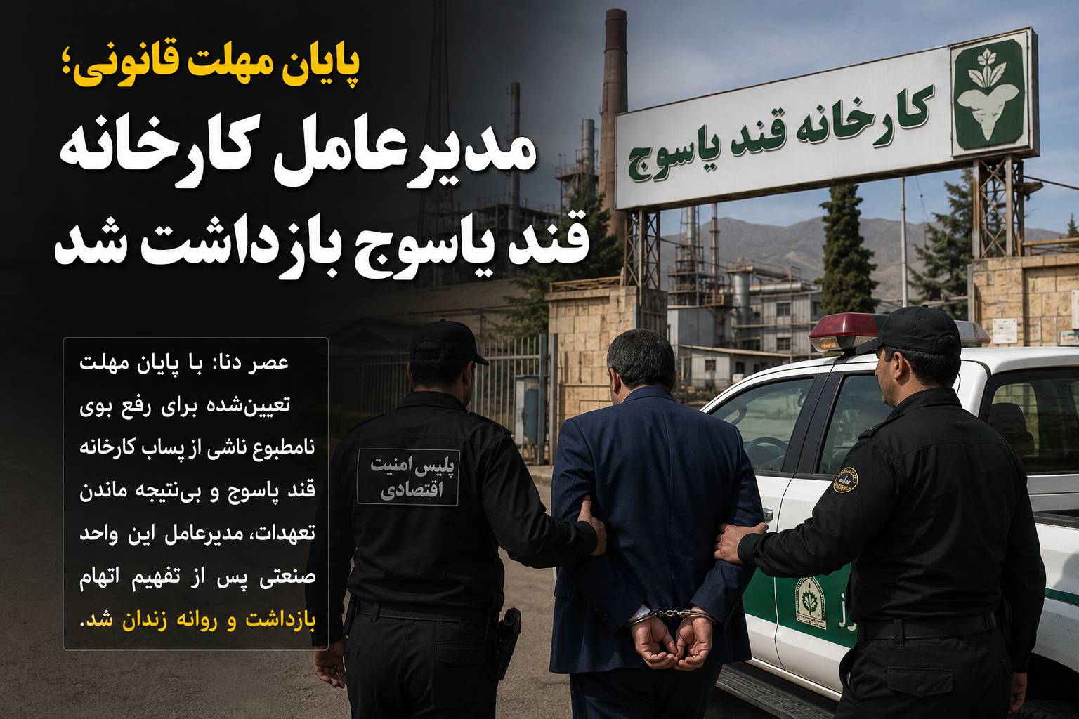 پایان مهلت قانونی؛ مدیرعامل کارخانه قند یاسوج بازداشت شد