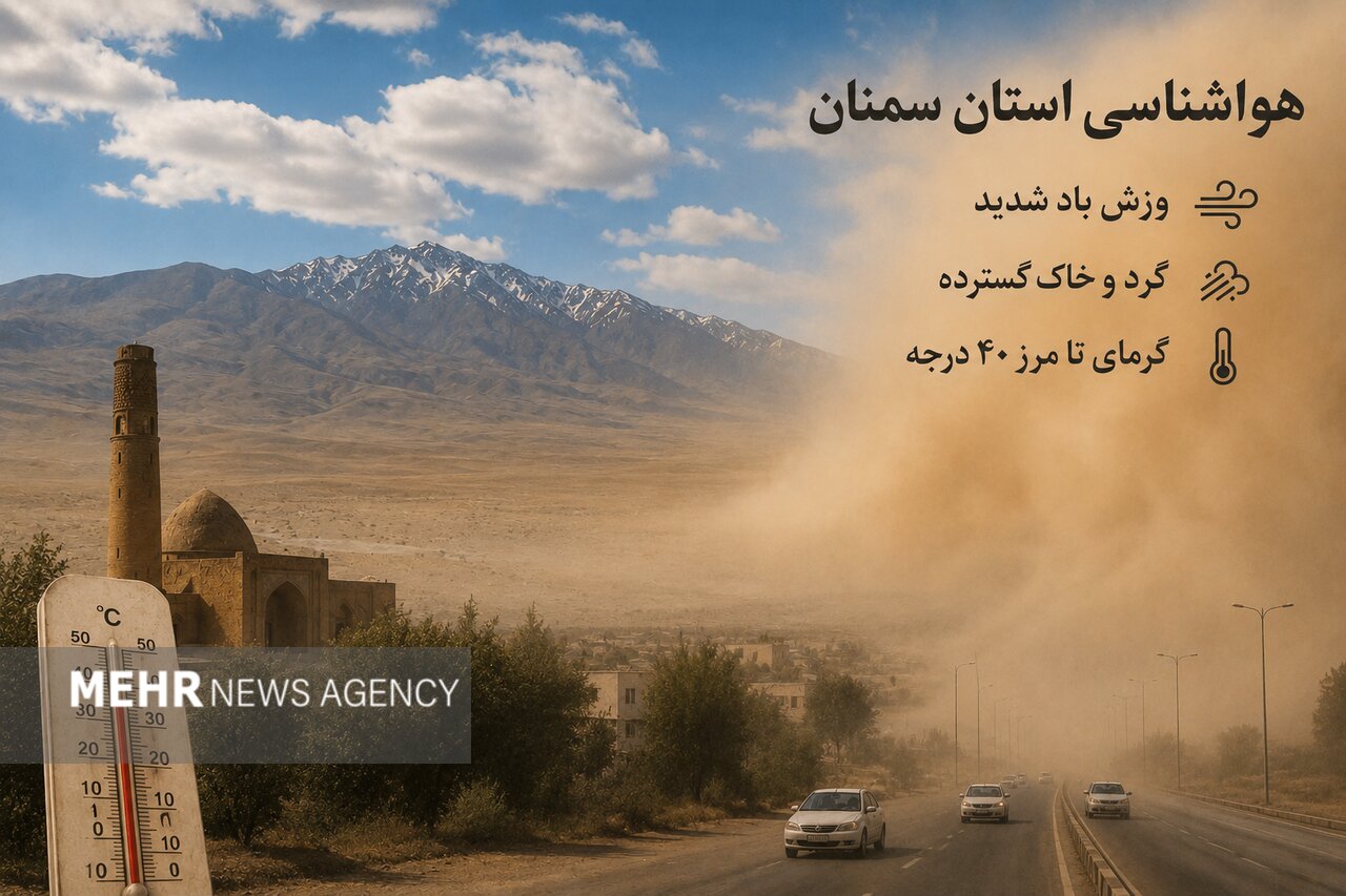 بادهای شدید و افزایش دما در سمنان پیش‌بینی شد