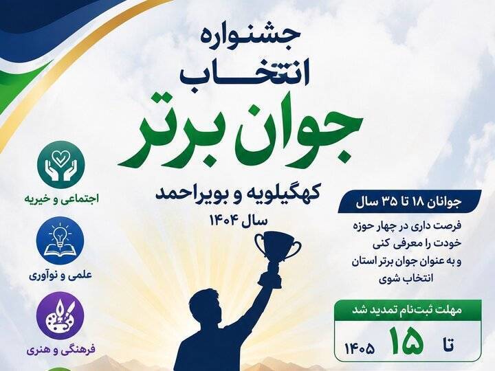 آغاز ثبت‌نام جشنواره انتخاب جوان برتر کهگیلویه و بویراحمد