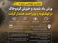 هشدار زرد هواشناسی در کهگیلویه و بویراحمد؛ باد شدید و گردوخاک در راه است