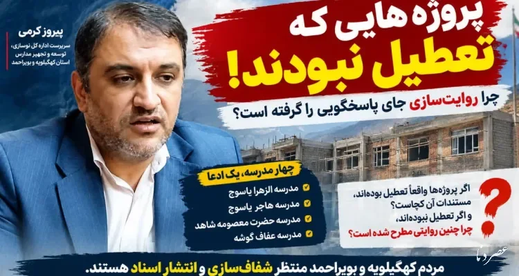 زور زدن یک سرپرست برای حکم مدیرکلی/ روایت غیرواقعی از پروژه‌های مدارس یاسوج؛ مطالبه پاسخ روشن از مسئولان